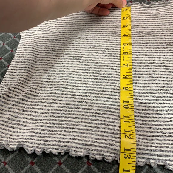 Caution to the wind black Gray striped off Shoulder Crop top - Picture 6 of 8